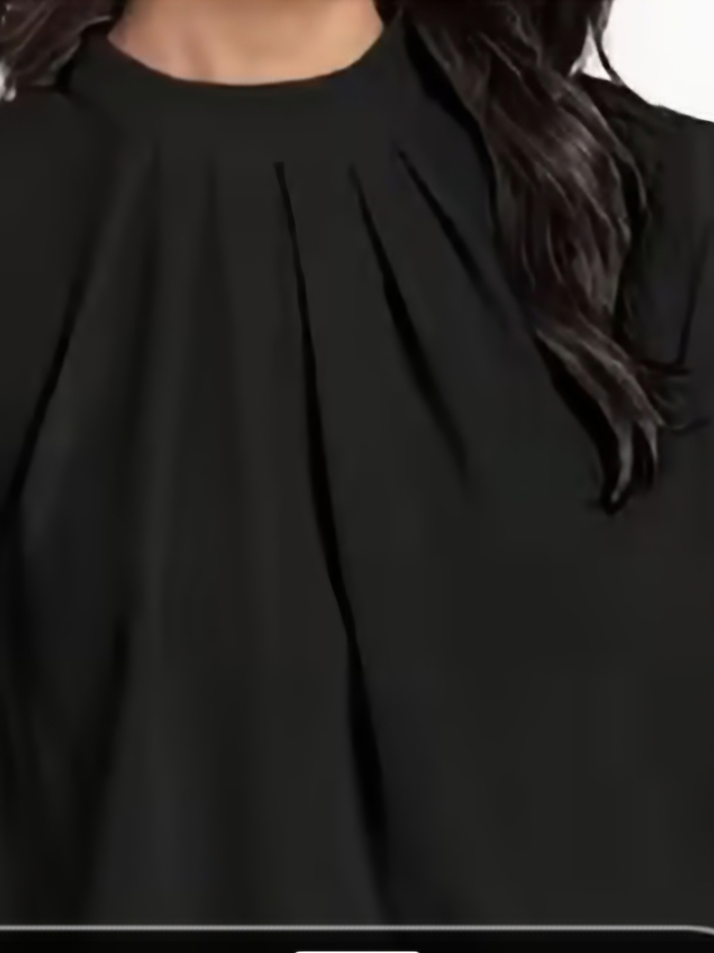 Women's Black Pleated High-Neck Blouse
